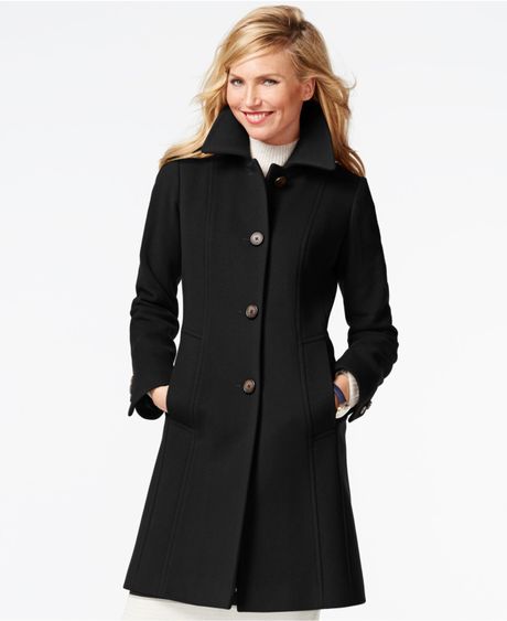 Anne Klein Petite Wool-cashmere Walker Coat in Black | Lyst