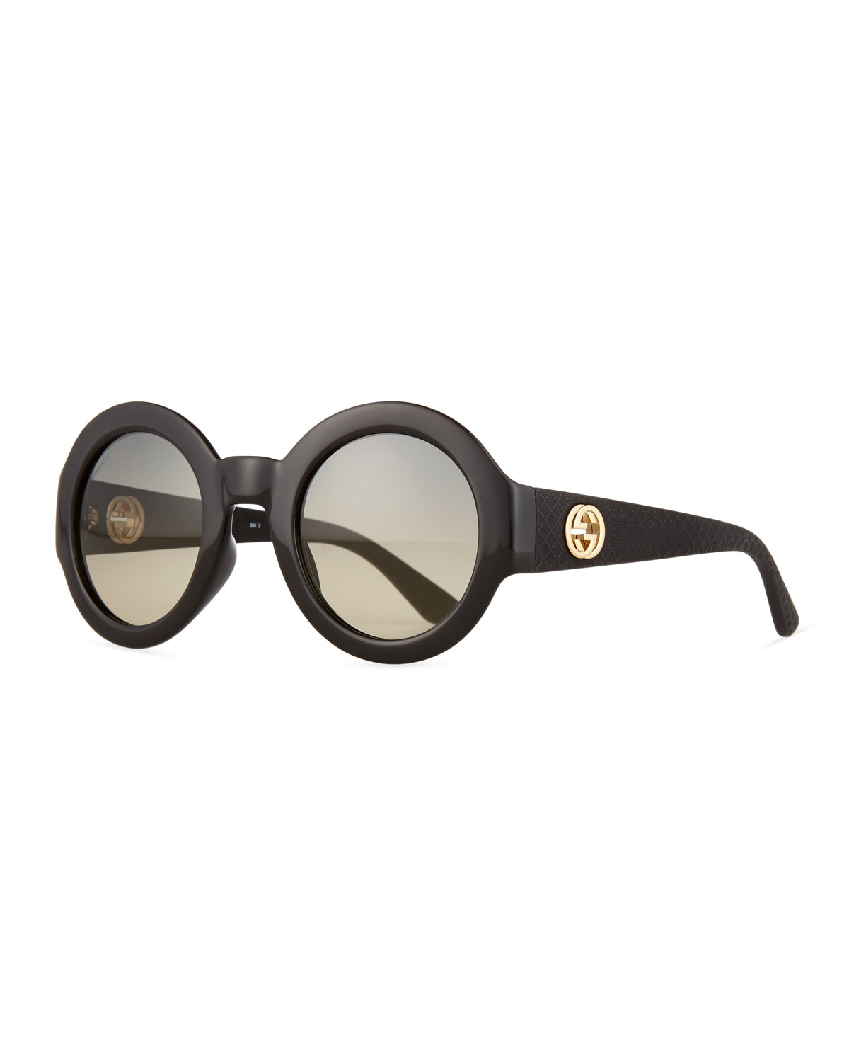 gucci black embossed gradient round sunglasses product 0 228366369 normal