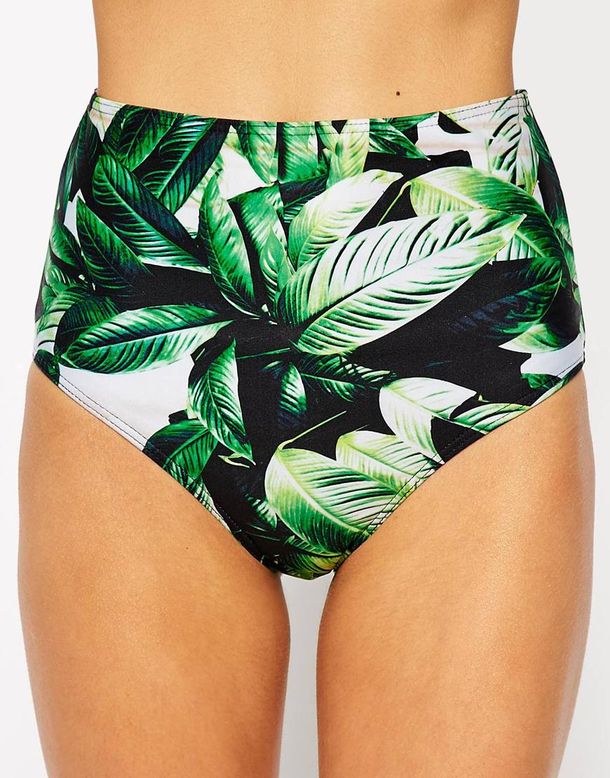 high waisted palm print bikini