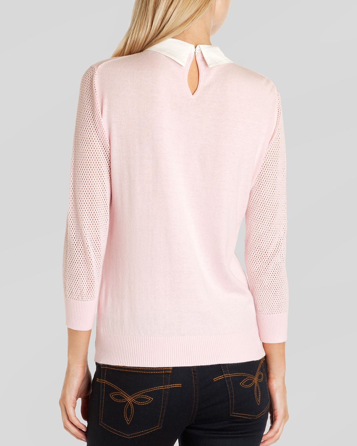 Ted Baker Sweater - Helane Embellished Collar in Pink | Lyst