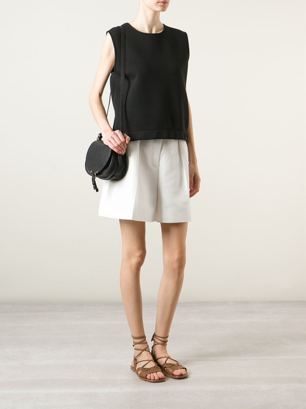 Chlo Marcie Leather Cross-Body Bag in Black | Lyst