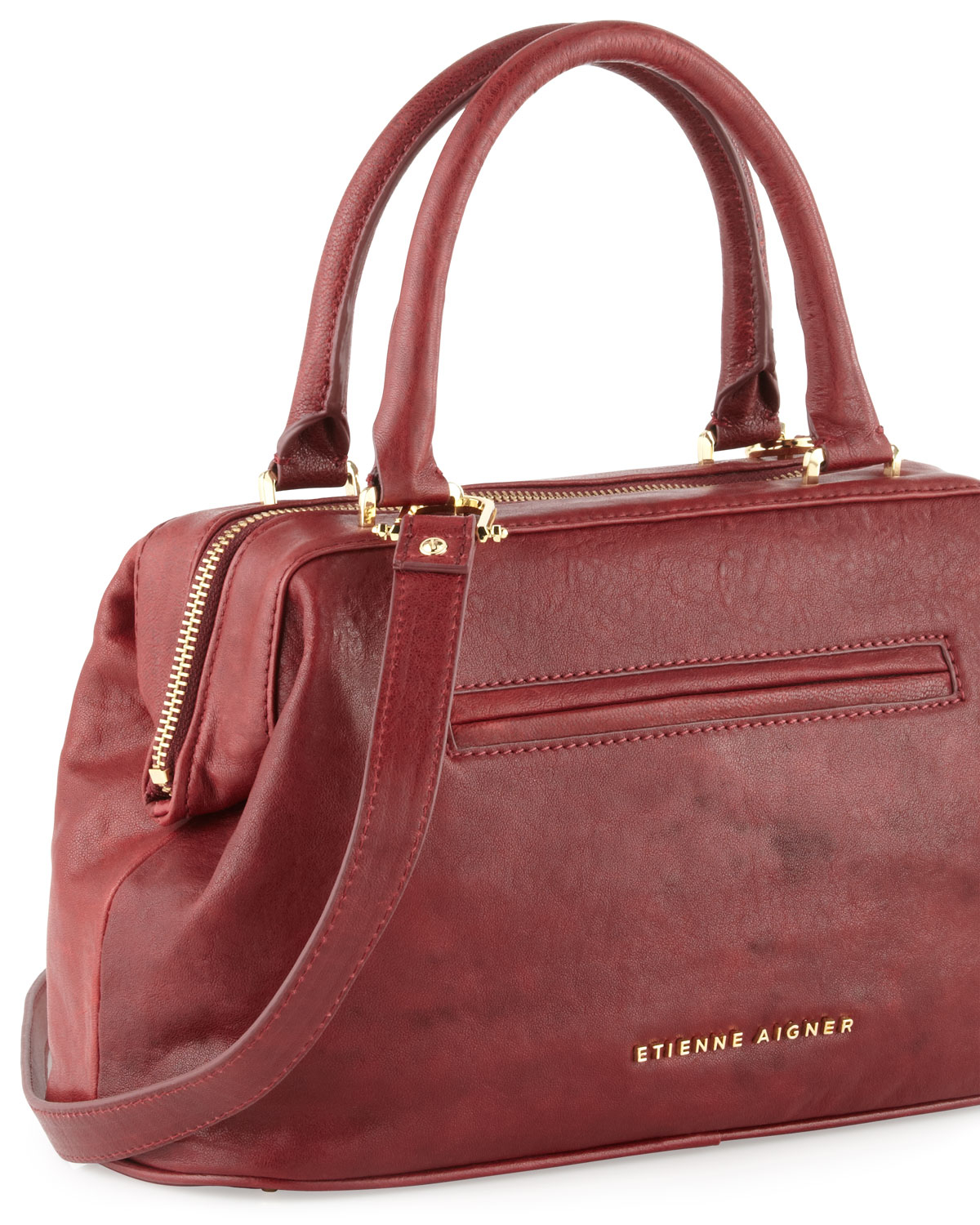 Lyst Etienne Aigner Epic Leather Satchelshoulder Bag Cordovan Red Gallery