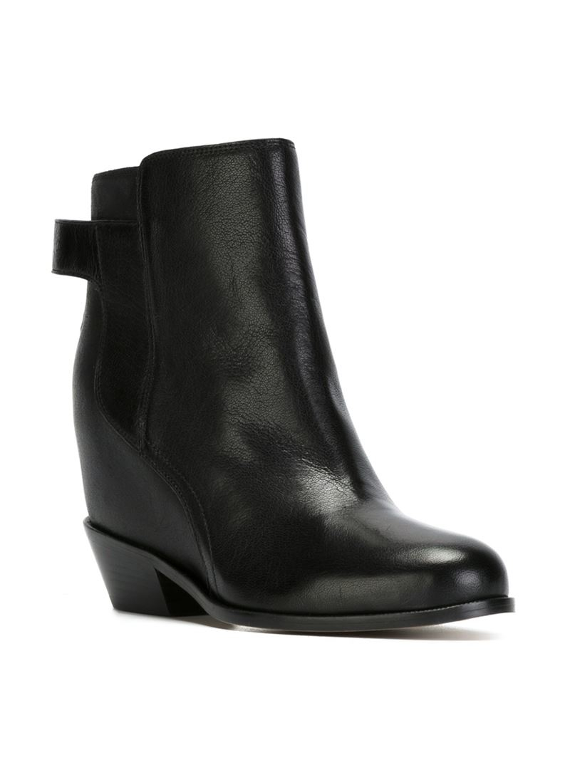 black hidden wedge boots
