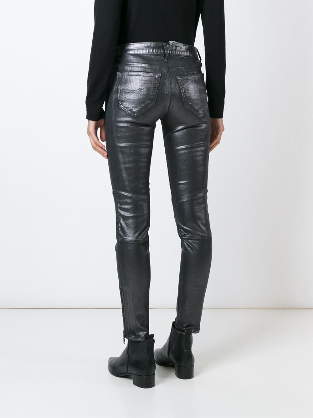 DIESEL Metallic Coated Skinny Jeans in Black Lyst