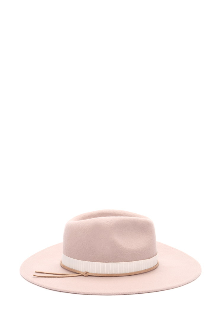 Wool Wide-brim Fedora in Dusty Pink 