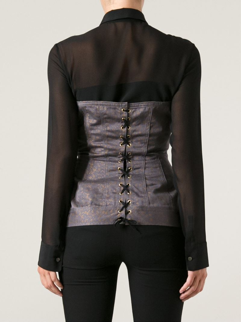 Jean Paul Gaultier Cotton Corset Top in Grey (Black) - Lyst