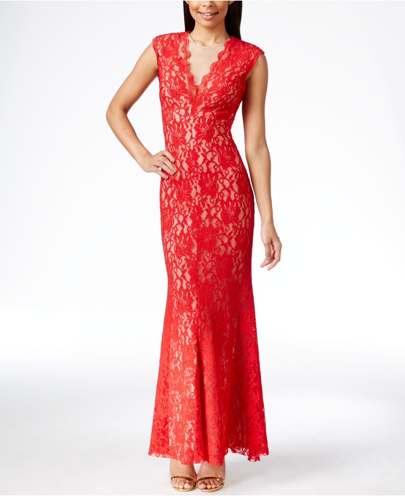 xscape v neck gown
