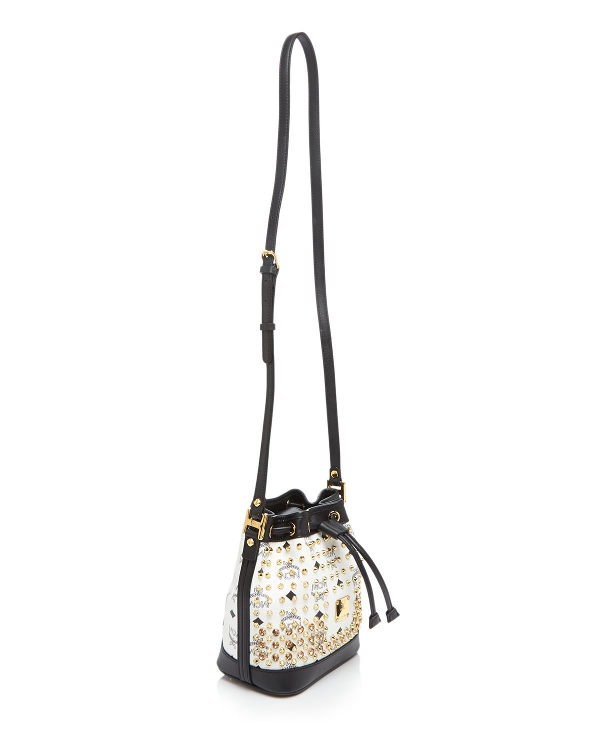 mcm black and white purse