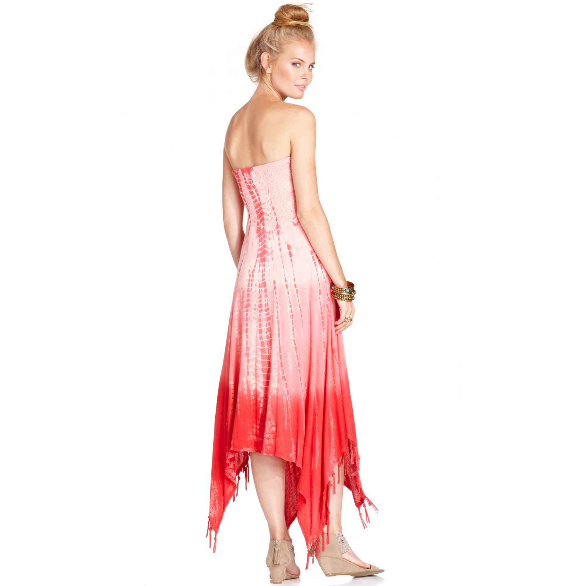 strapless handkerchief dress