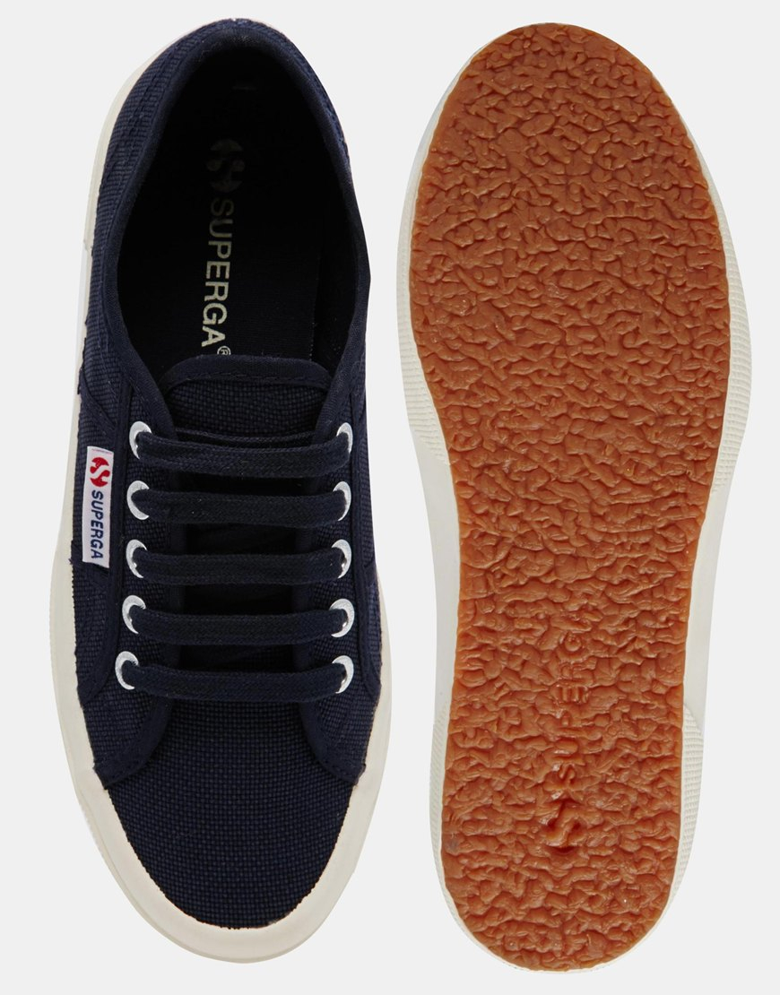 superga 2750 classic navy plimsoll trainers
