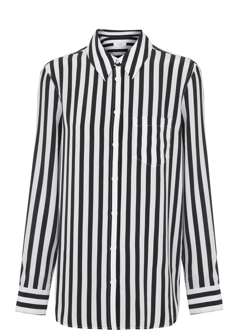 White Striped Silk Blouse | Lyst UK