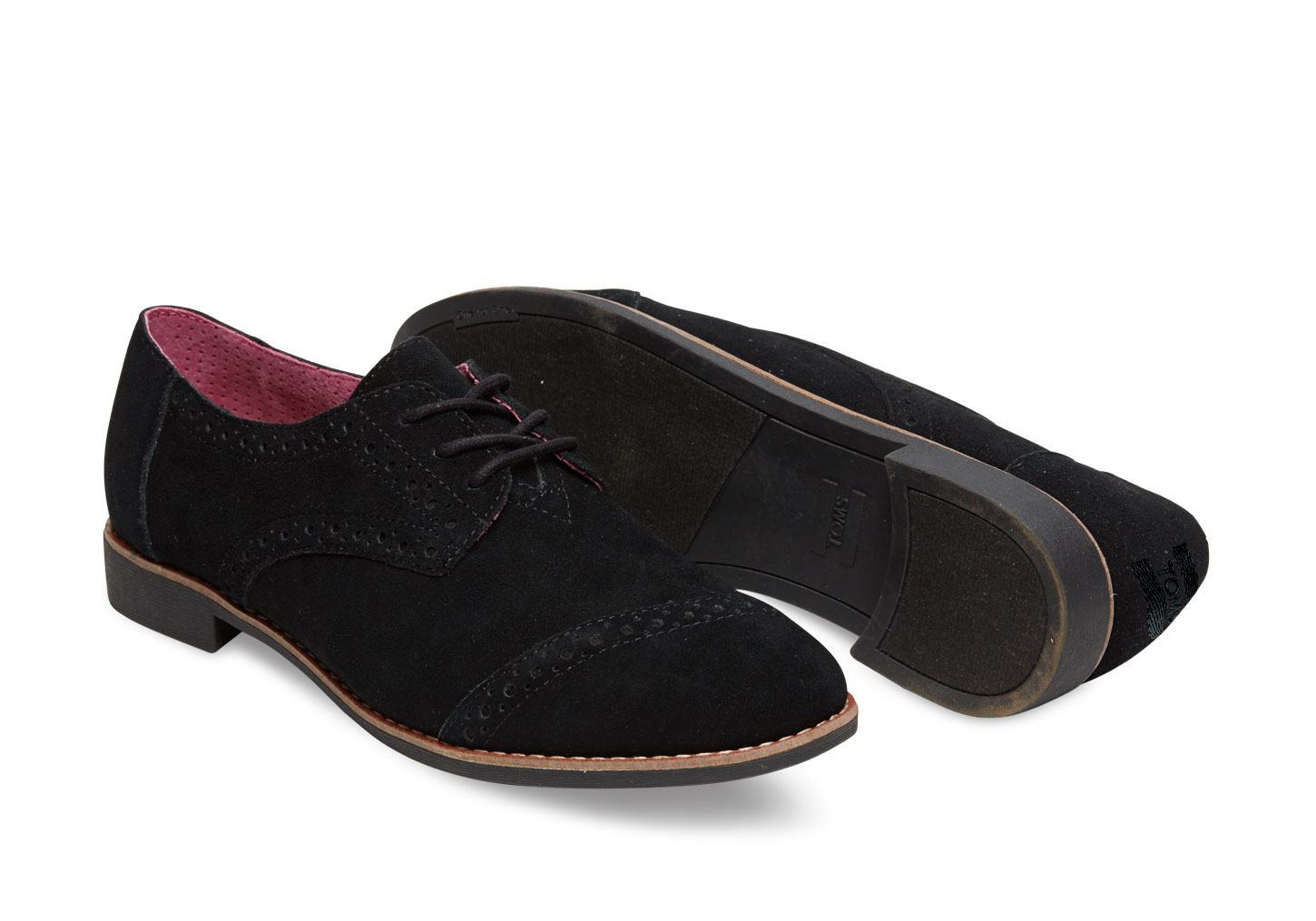 TOMS Black Suede Women's Brogues - Lyst