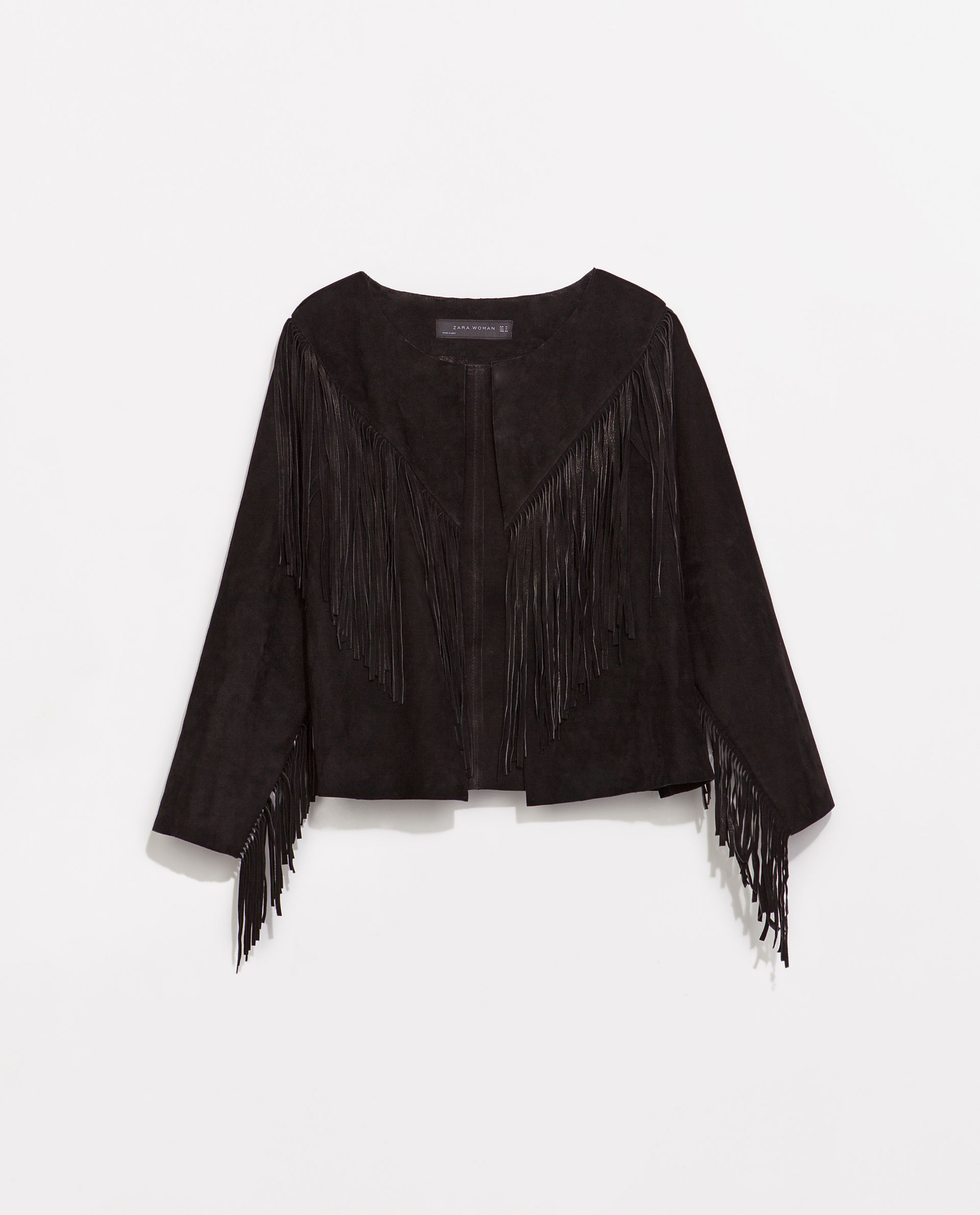 Zara Fringed Leather Jacket in Black Lyst