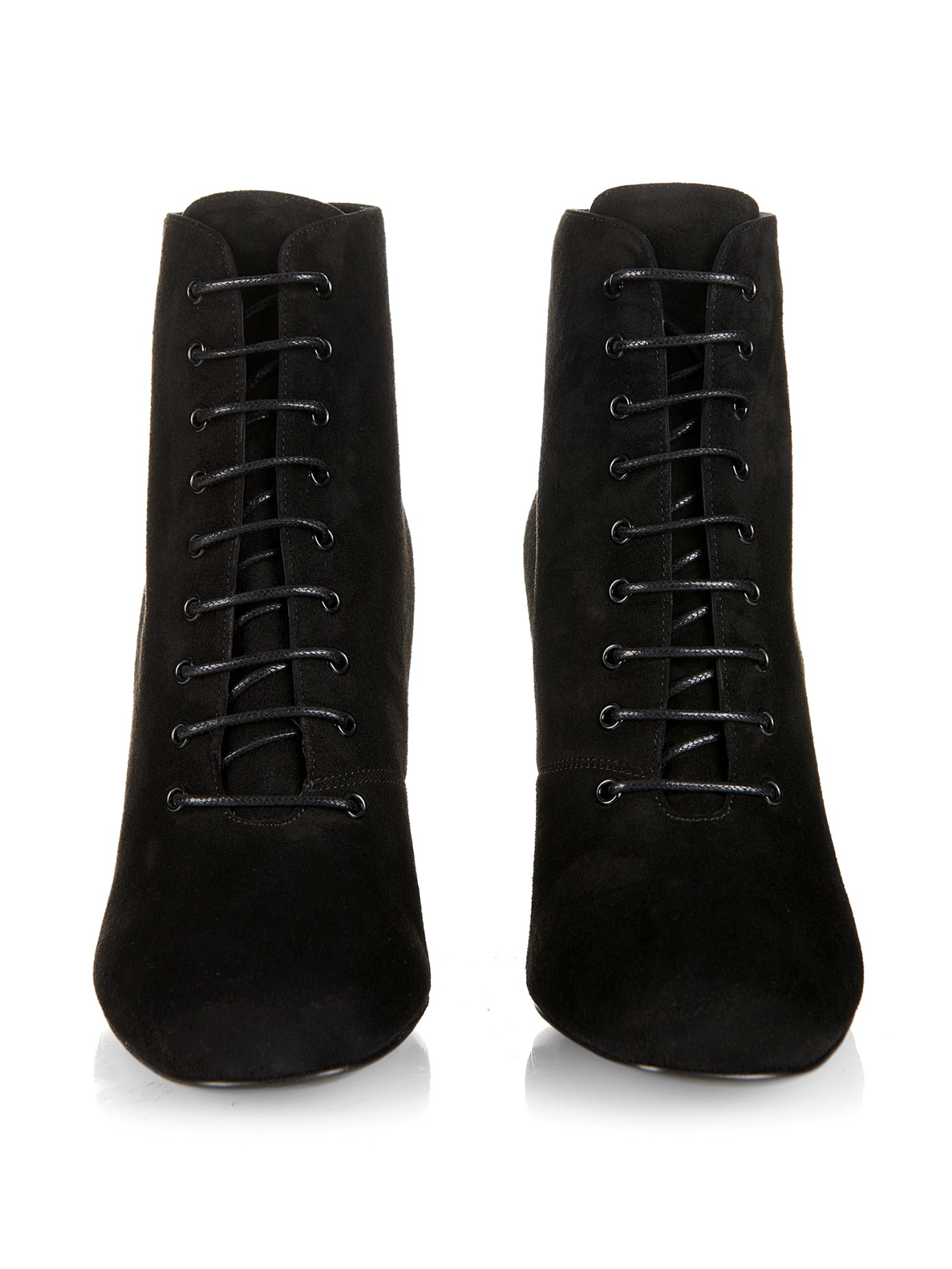 black lace up suede boots