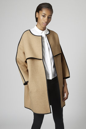 petite collarless coat