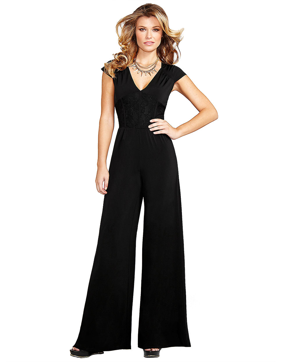 Guess Faux Corset Jumpsuit in Black Lyst