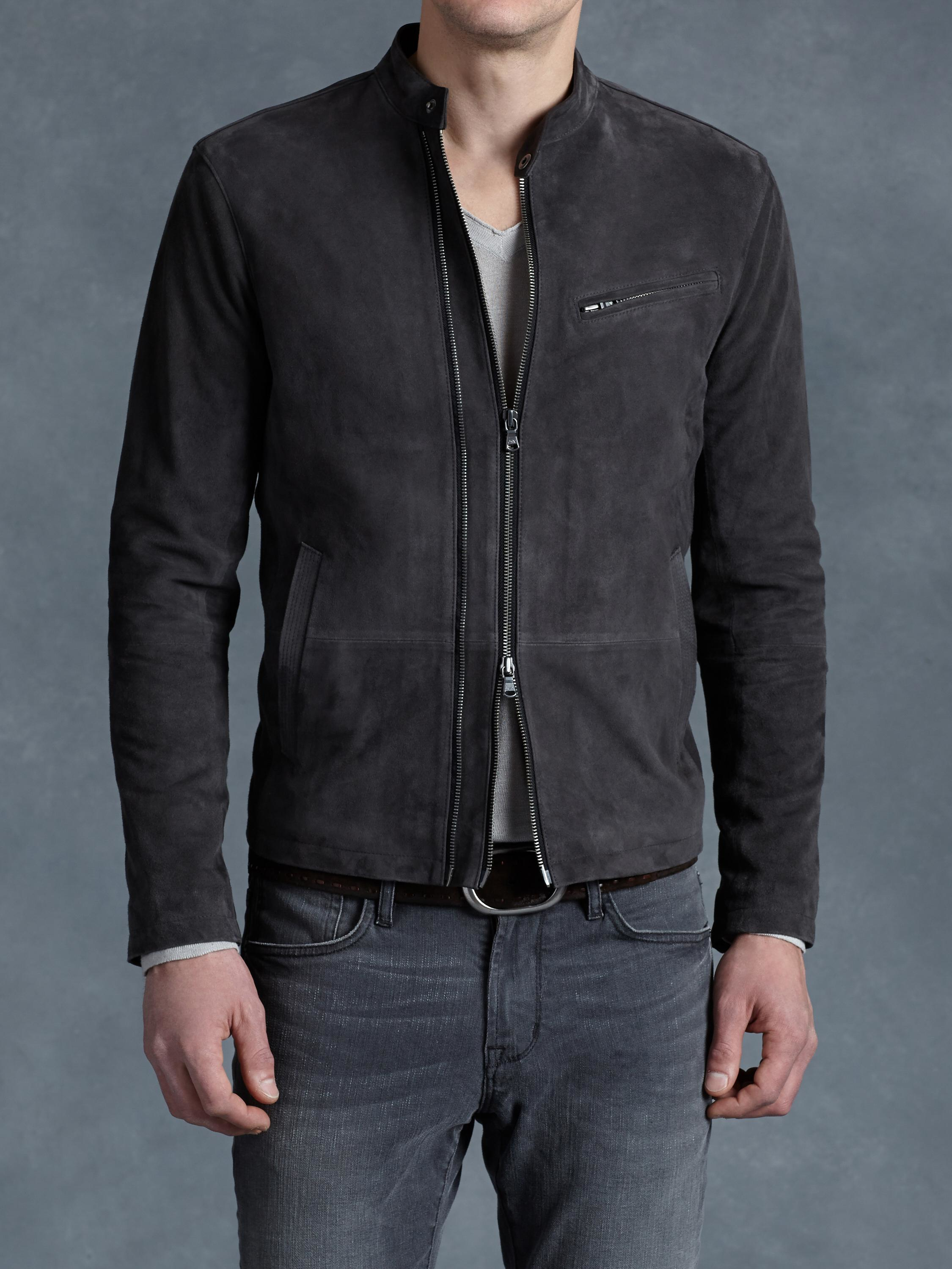 John Varvatos Suede Bomber Jacket In Black For Men 245