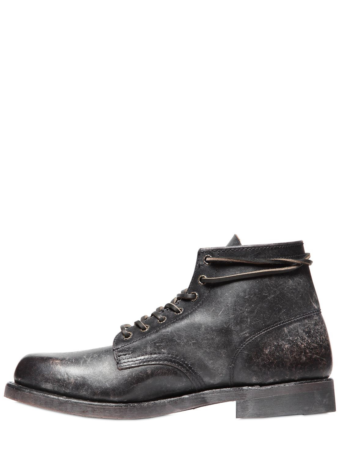 stone washed leather boots