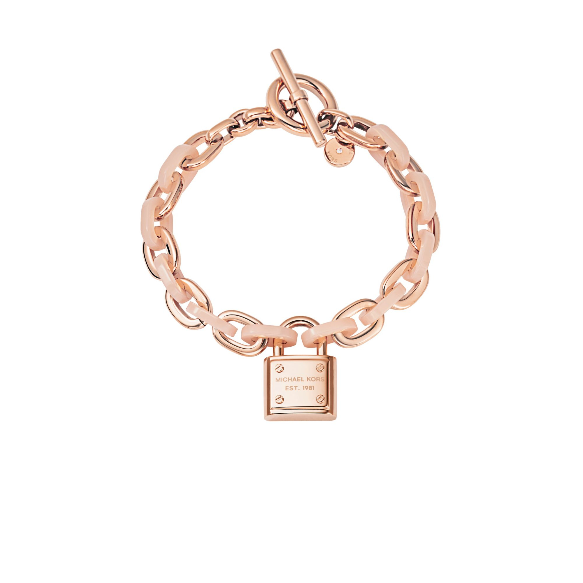 Michael Kors Logo Padlock Rose-gold Tone Bracelet in Rose Gold (Pink) - Lyst