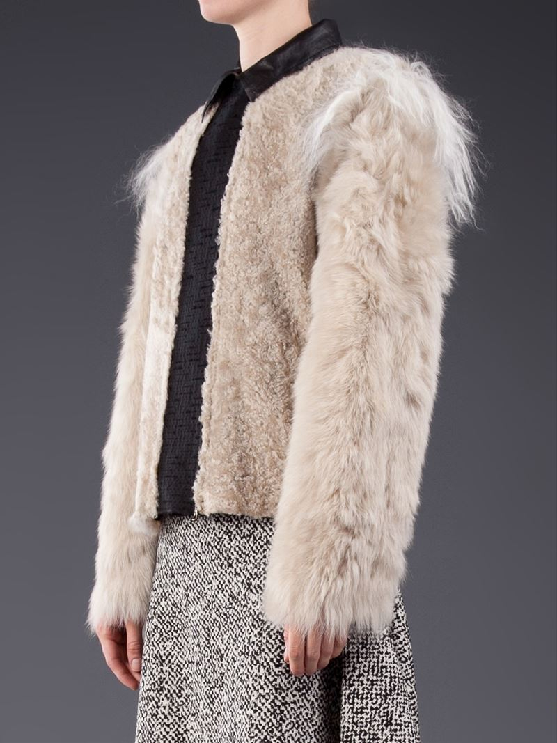 Lanvin Boucle Knit Faux Fur Trimmed Coat In Black Save 13 Lyst Gallery