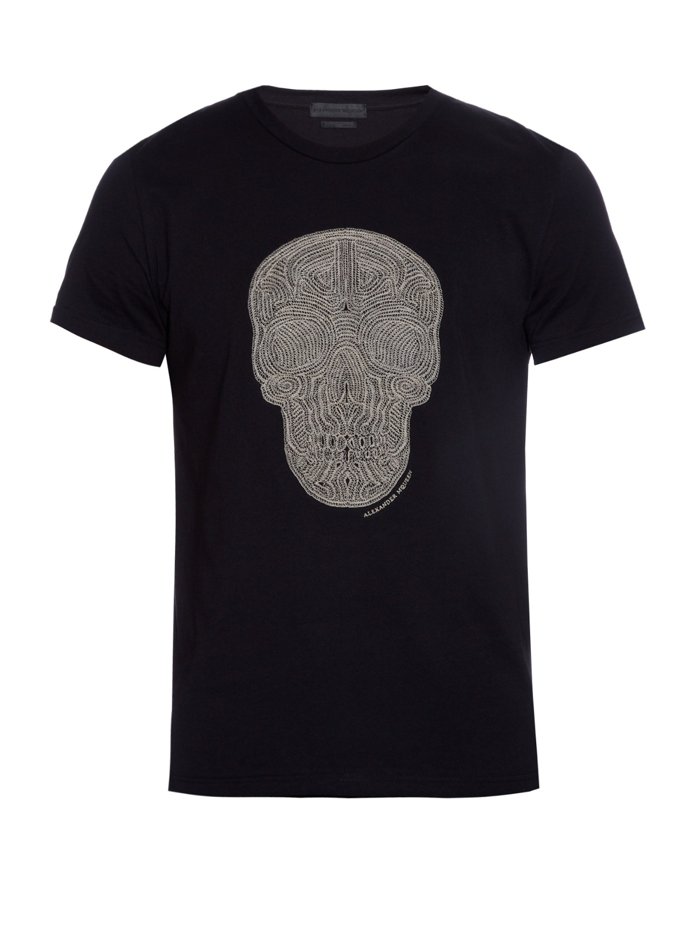 Alexander McQueen Embroidered Skull Cotton T-shirt in Black for Men - Lyst