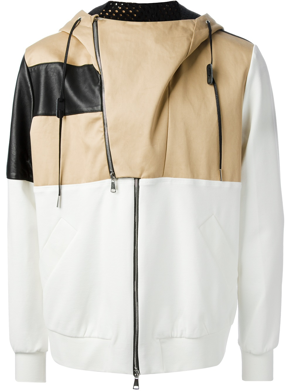 Iceberg Leather Panelled Hooded Jacket in Brown for Men Lyst