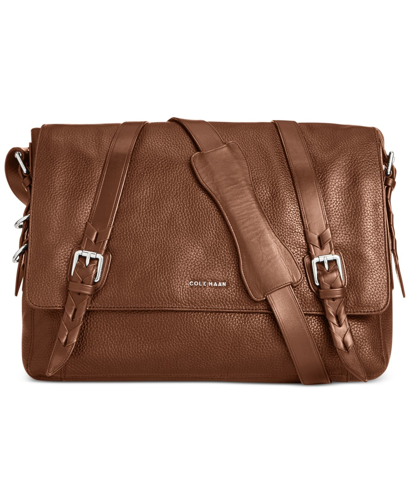 Cole Haan Pebbled Leather Messenger Bag in Brown for Men (Luggage) Lyst