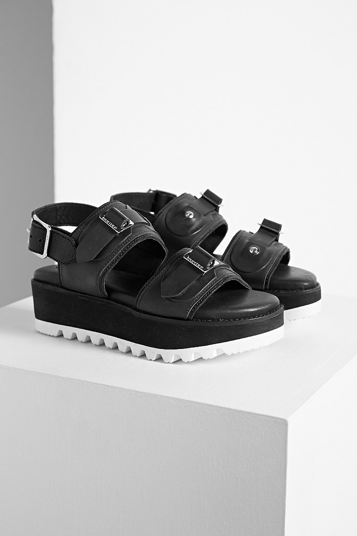 black buckle platform sandals