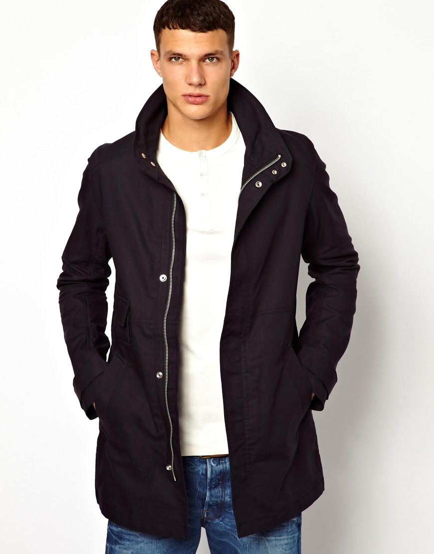 Lyst - G-Star Raw G Star Coat Officer Trench Zip Front in Blue for Men