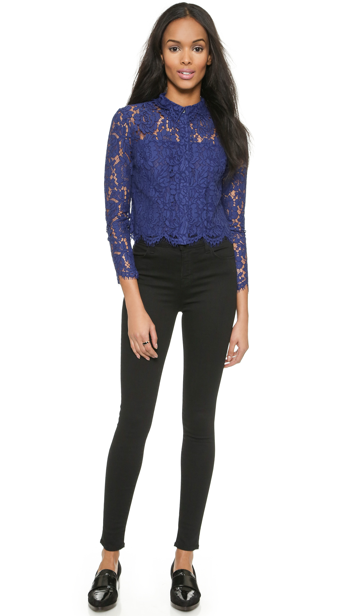 Whistles Chay Lace Crop Top - Russian 