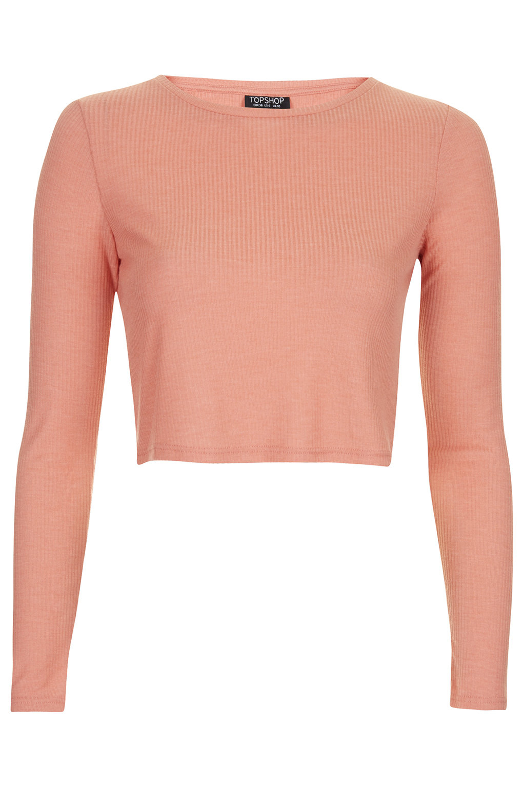 Long Sleeve Skinny Ribbed Crop Top in Pink Lyst
