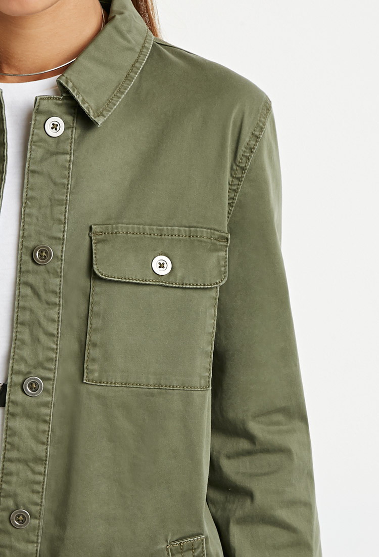 green button up jacket