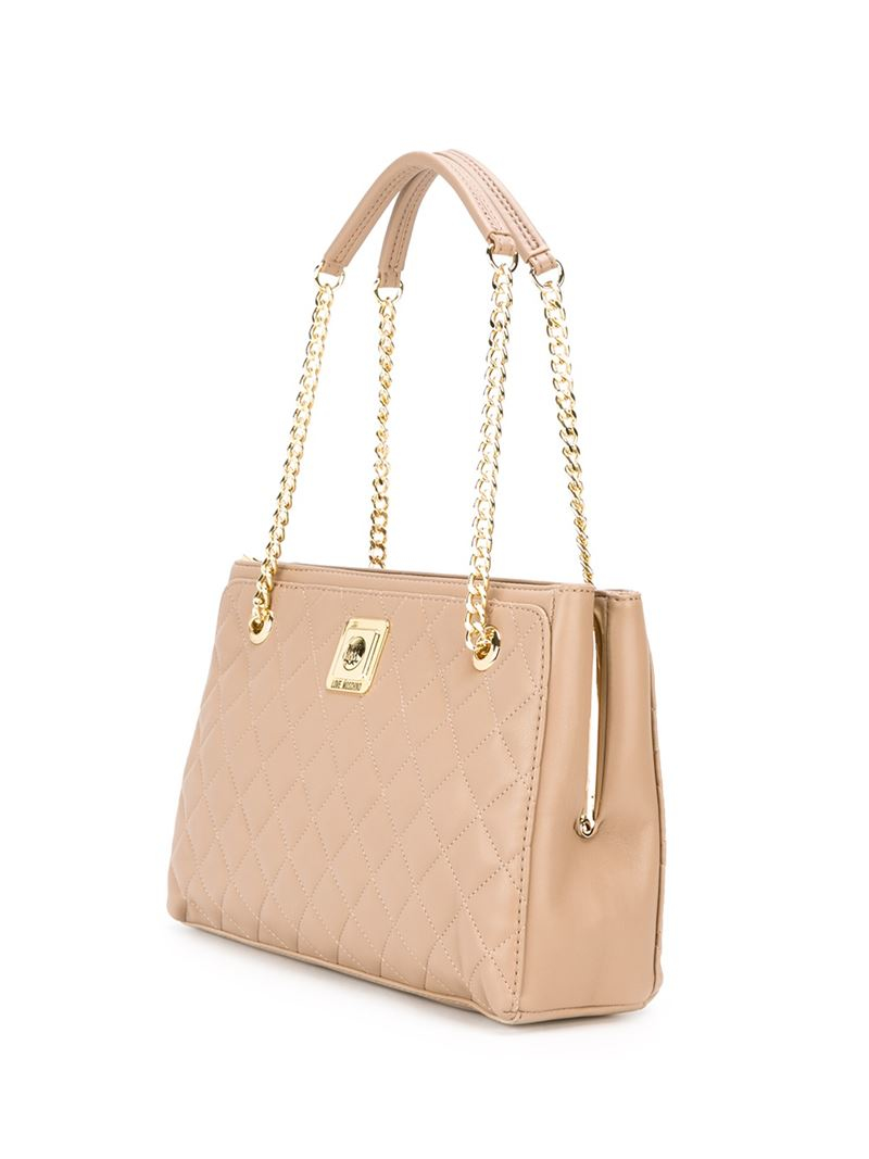 Lyst - Love Moschino Quilted Shoulder Bag in Natural