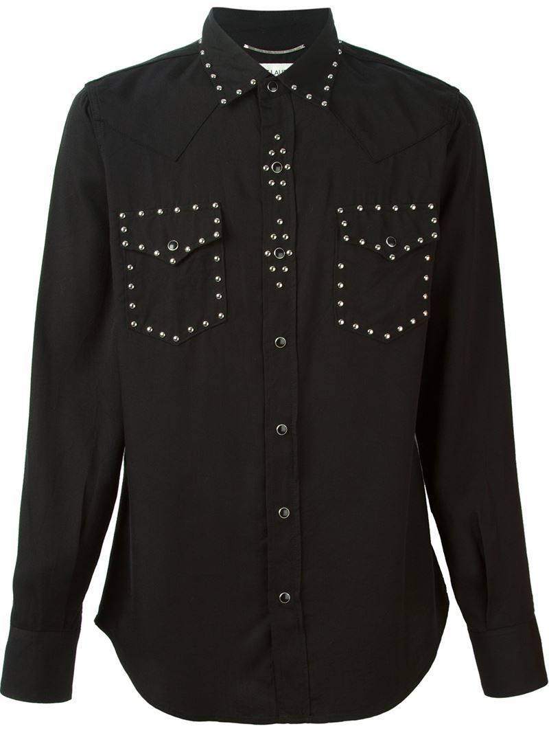 Saint Laurent Studded Western Shirt in Black for Men | Lyst