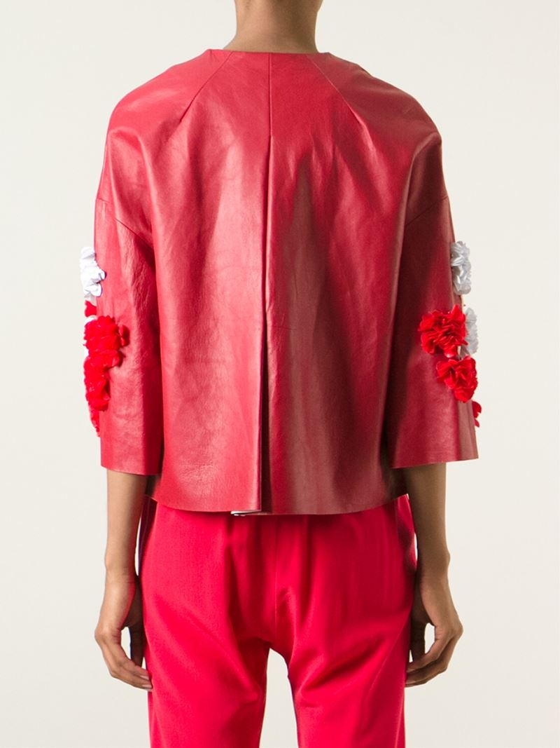 Erika Cavallini Semi Couture Misato Embellished-Sleeve Leather Jacket ...