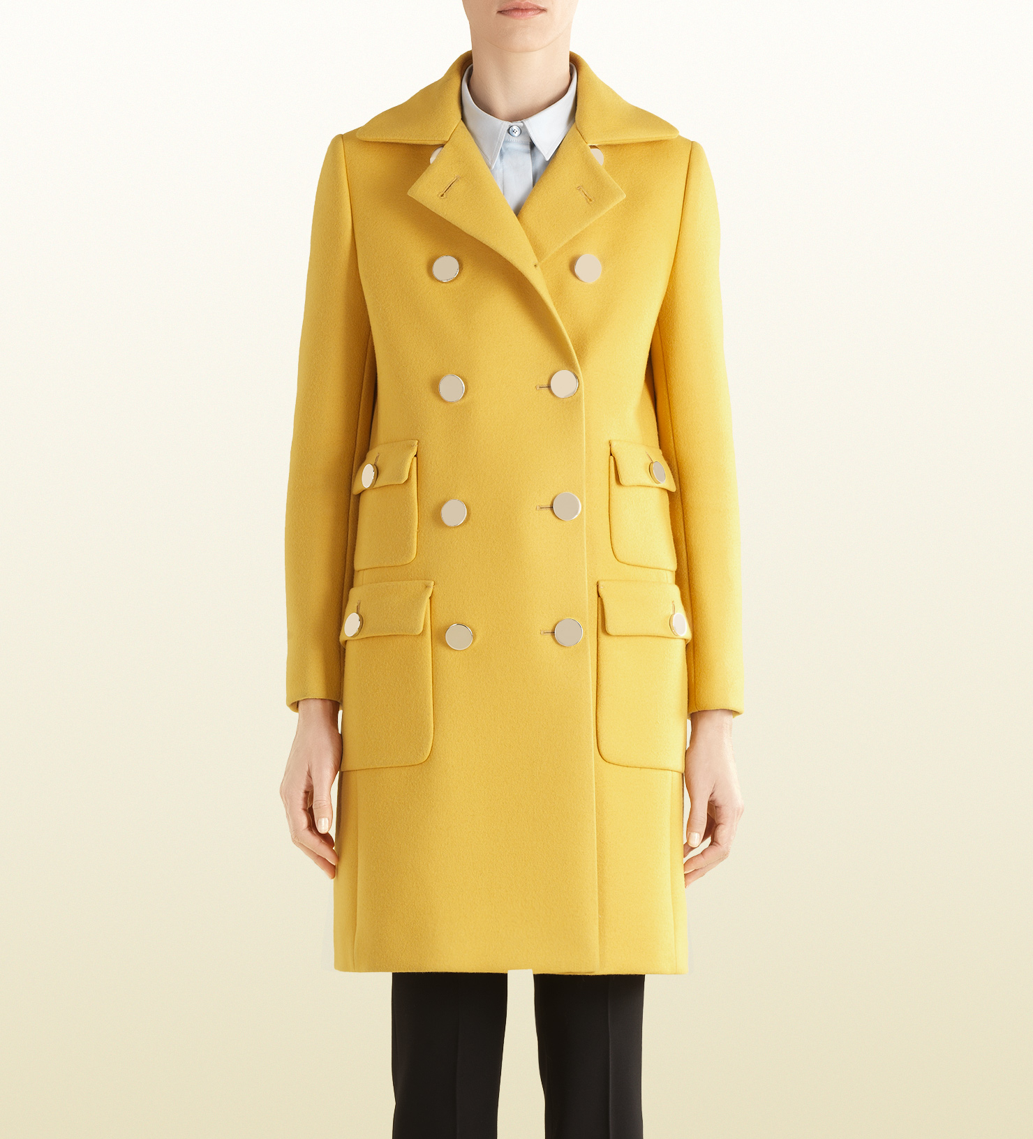 Lyst - Gucci Yellow Wool Coat In Yellow