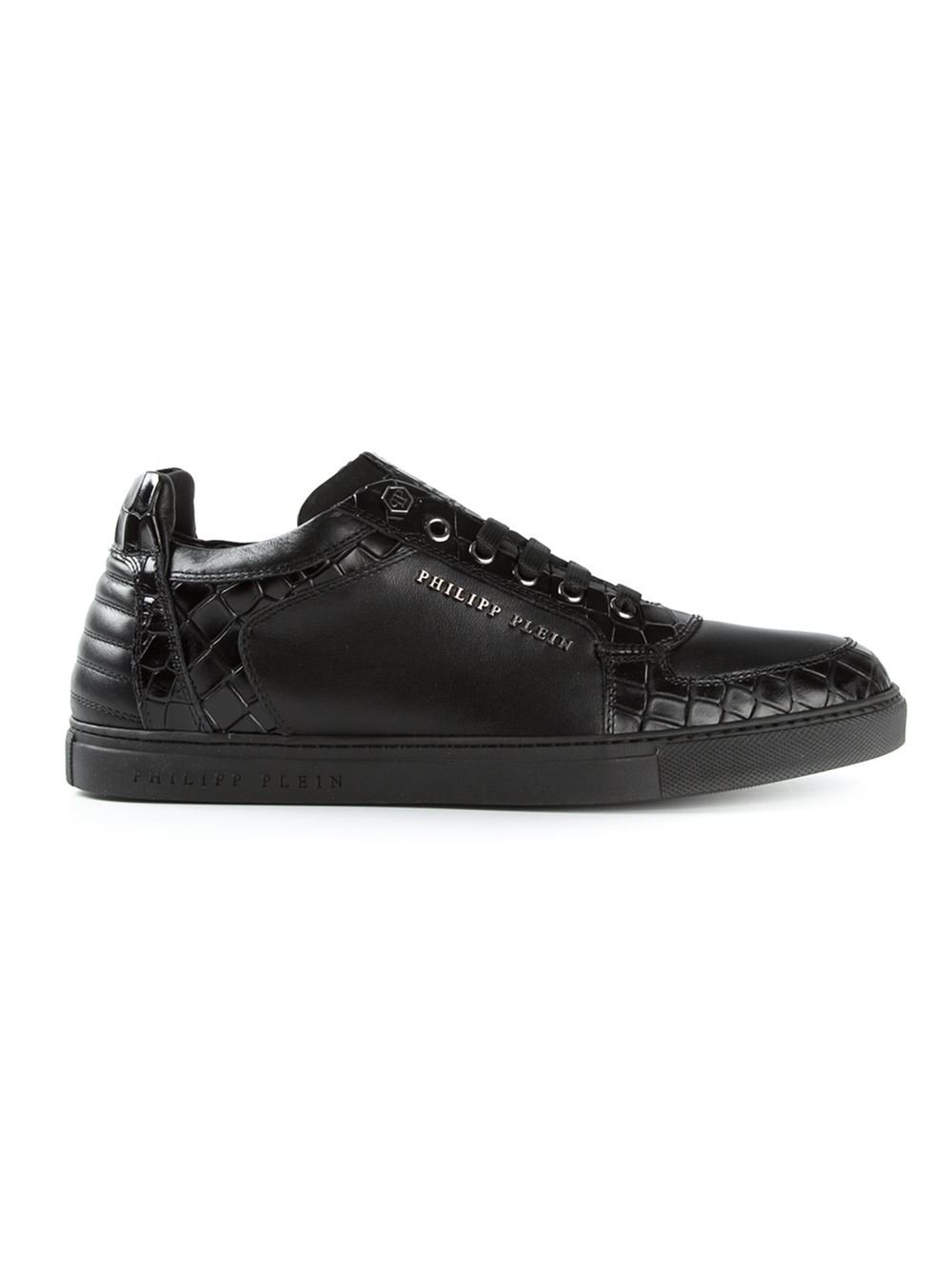 Philipp Plein Crocodile Effect Sneakers in Black for Men | Lyst