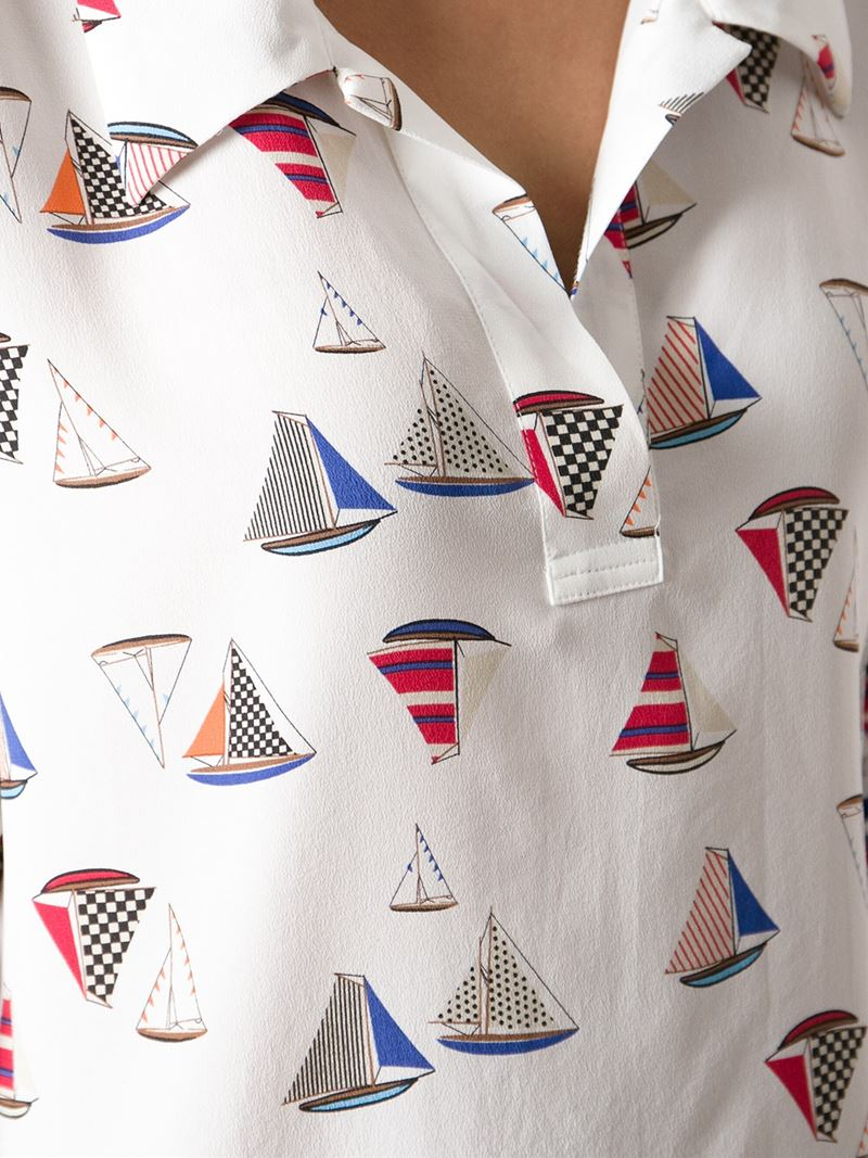 sailboat print button up