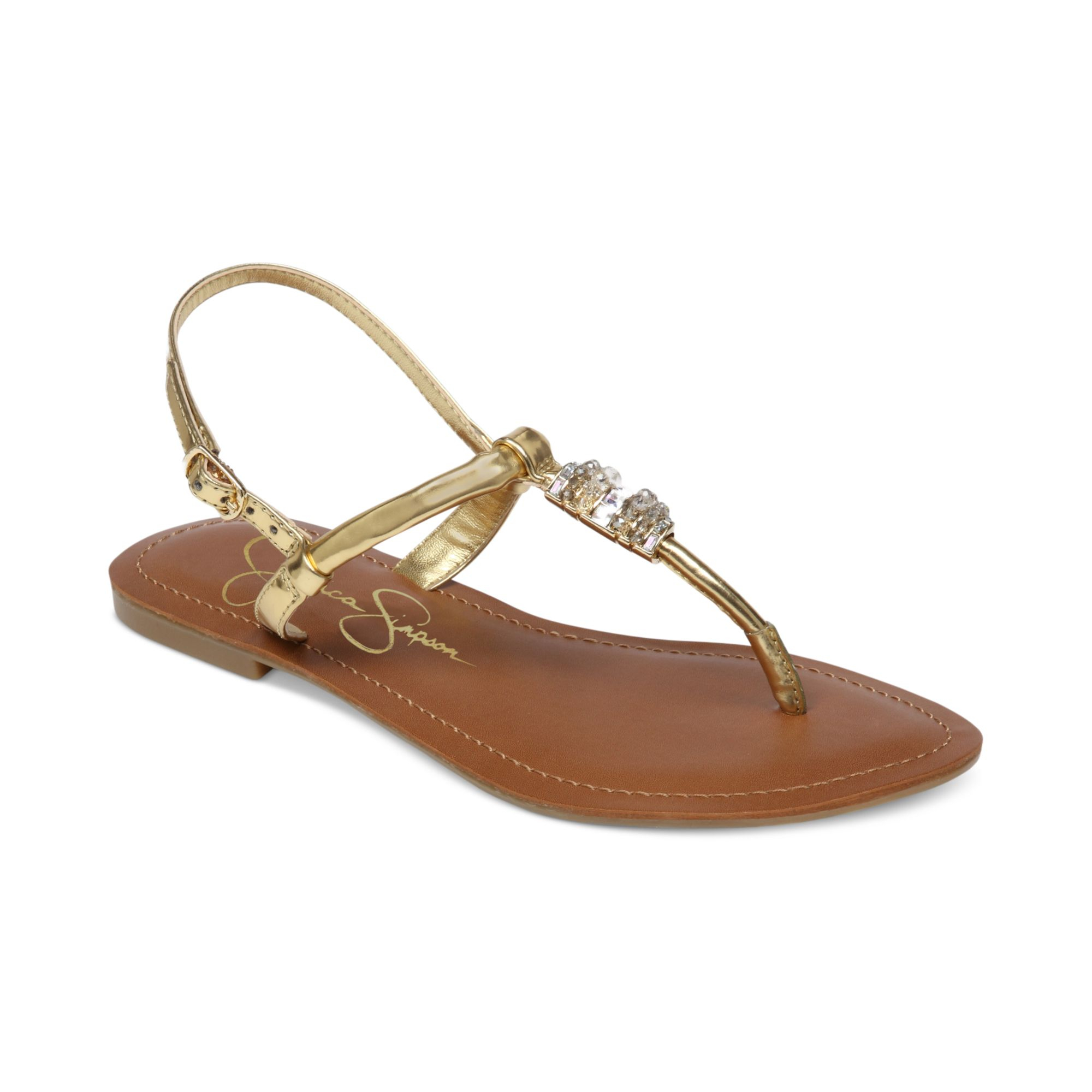 jessica simpson gold flat sandals