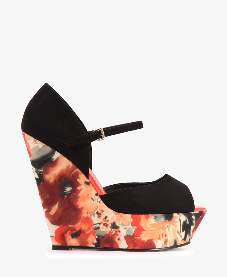 floral wedge shoes