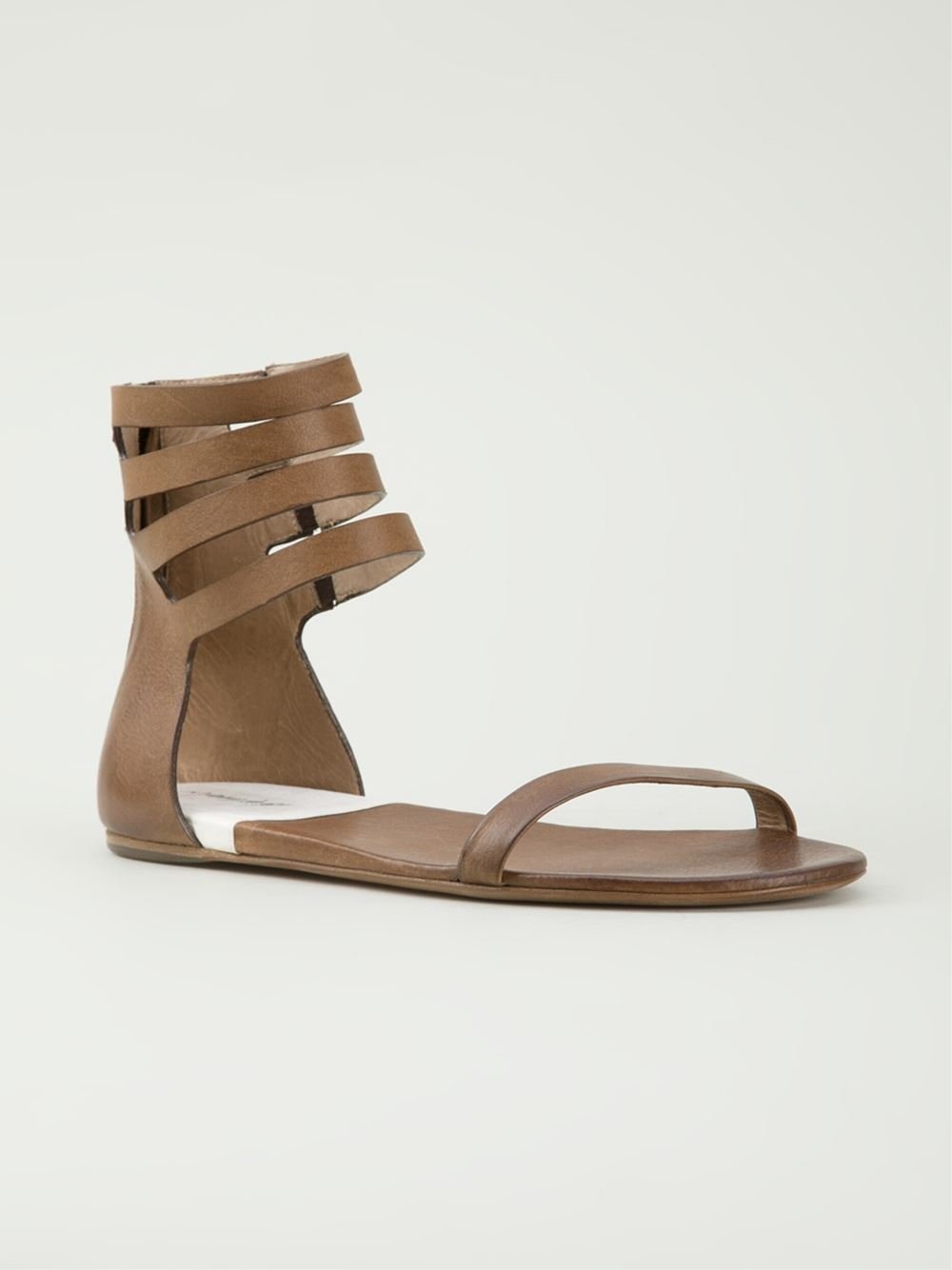 brown flat ankle strap sandals