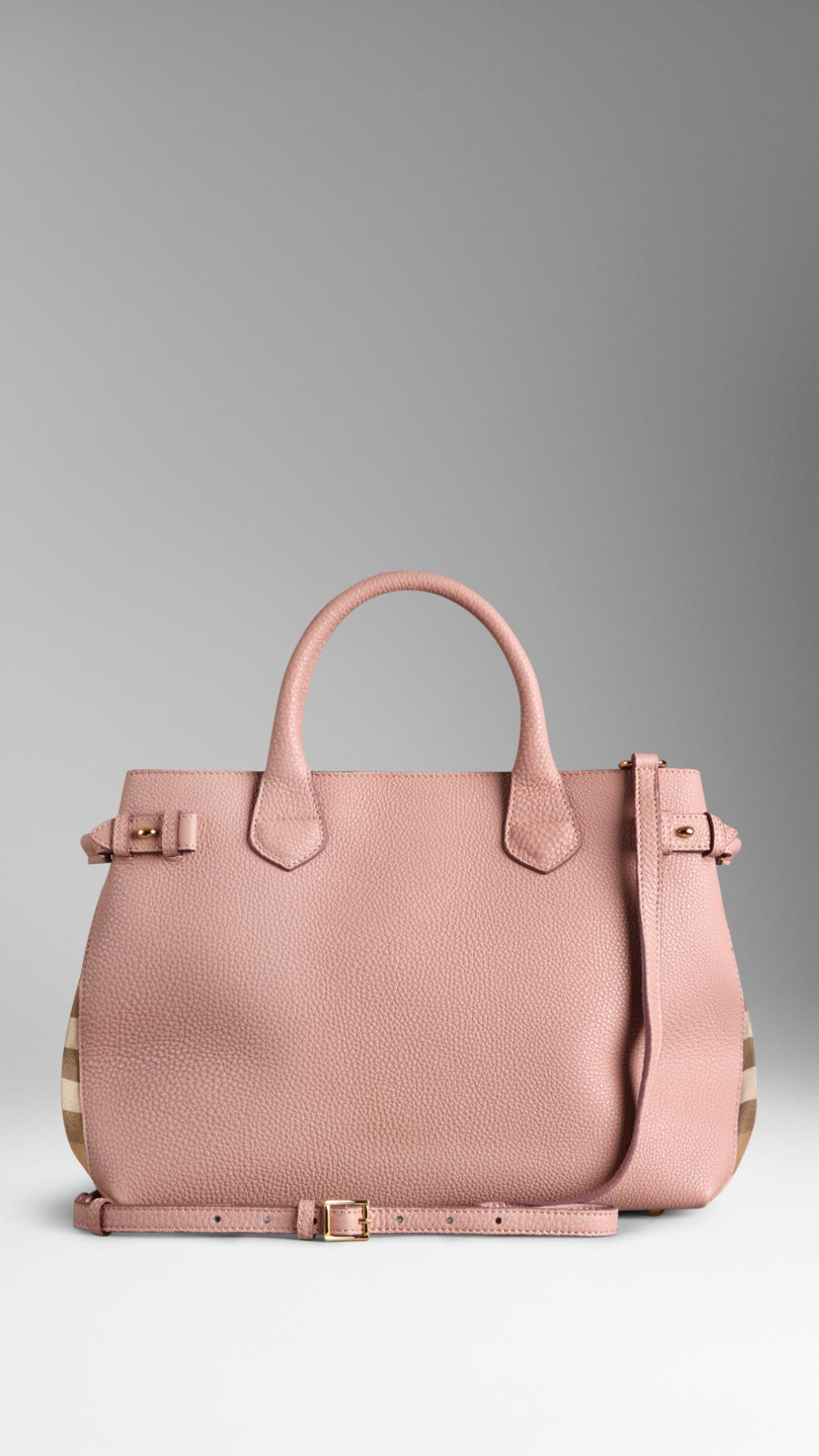 Burberry The Medium Banner In Leather And House Check in Pink | Lyst