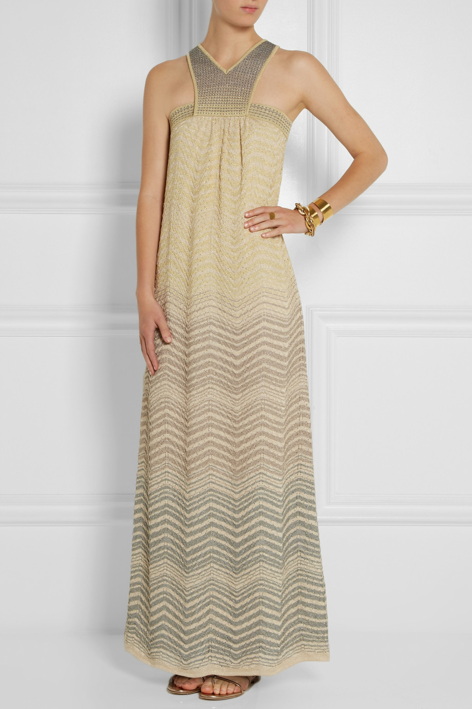 Lyst M Missoni CrochetKnit Maxi Dress in Yellow