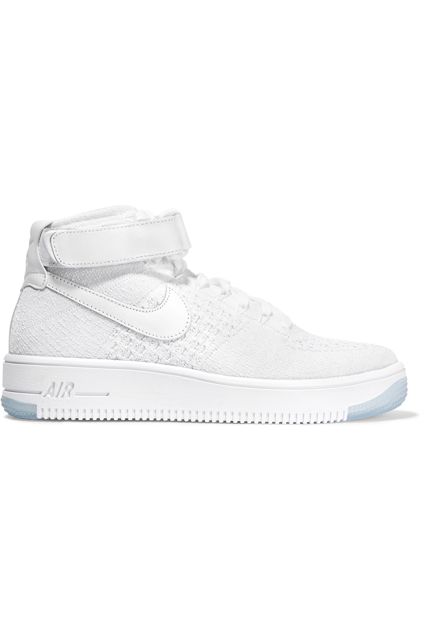 Nike Air Force 1 Flyknit Mesh And Textured-leather Sneakers in White | Lyst