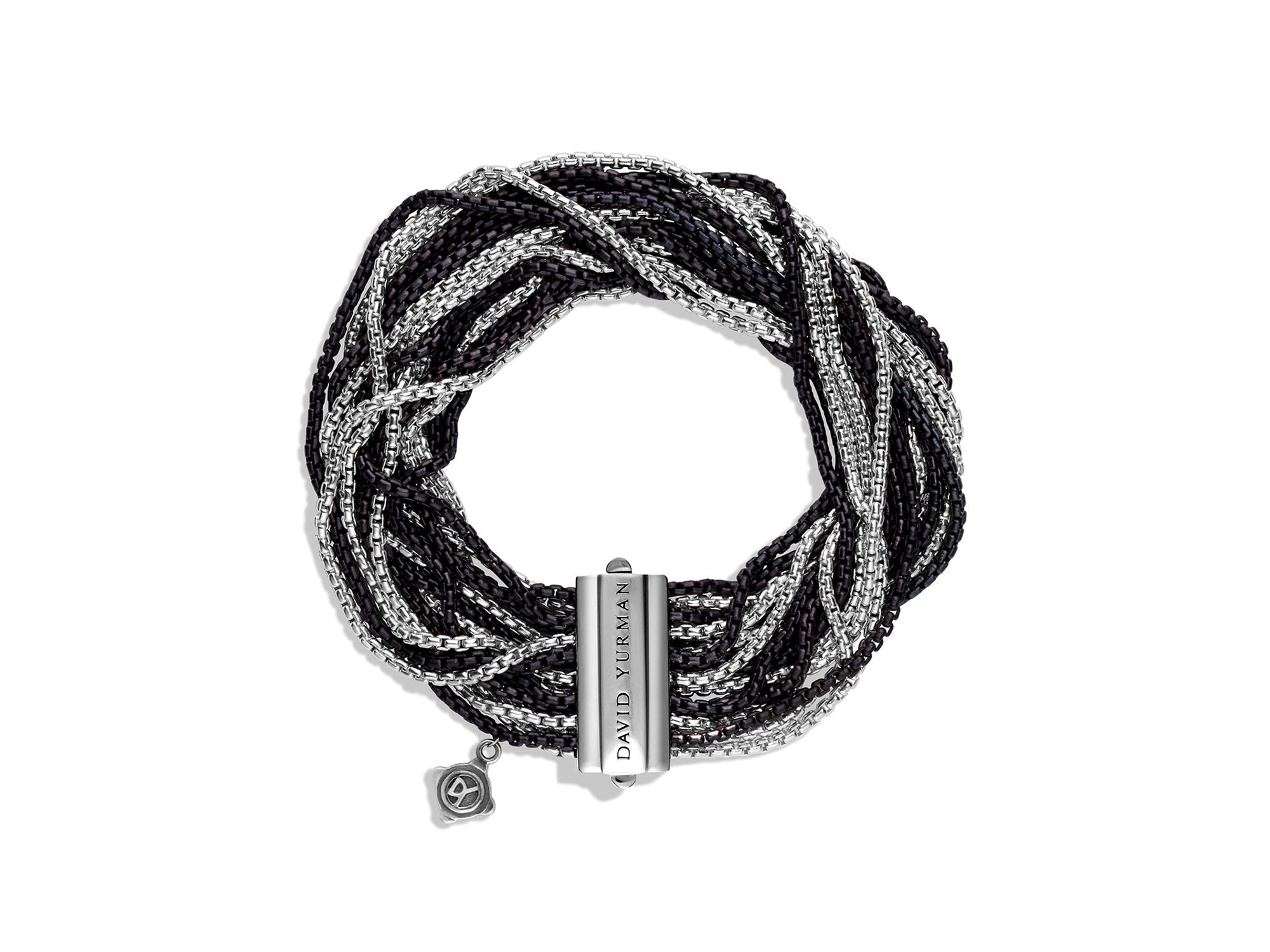 David Yurman Box Chain Multi-row Bracelet in Silver/Black Silver (Metallic) - Lyst