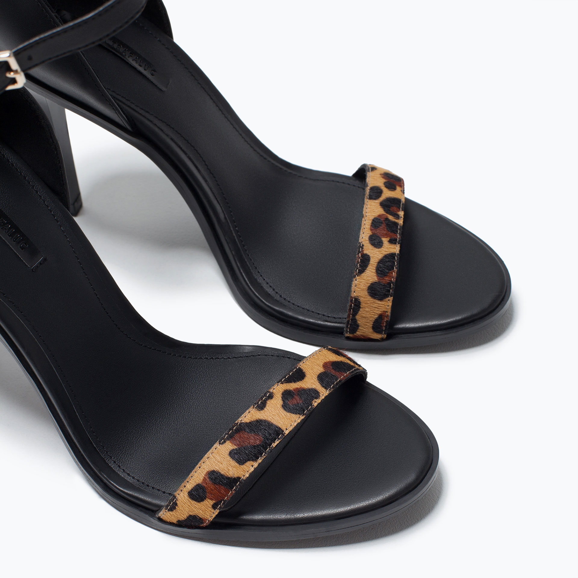 animal print heeled sandals zara