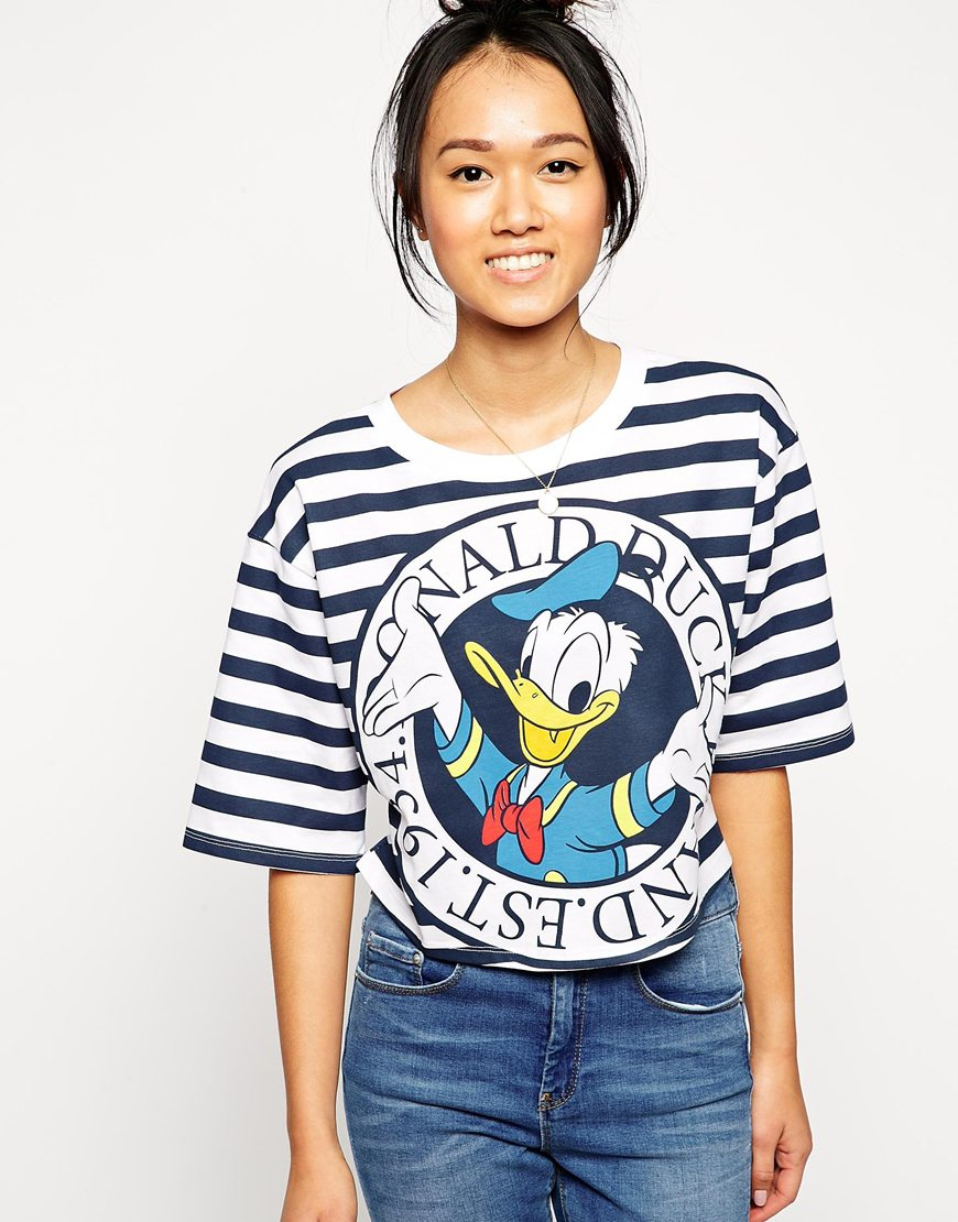 ASOS T-shirt With Donald Duck Stripe Print - Lyst