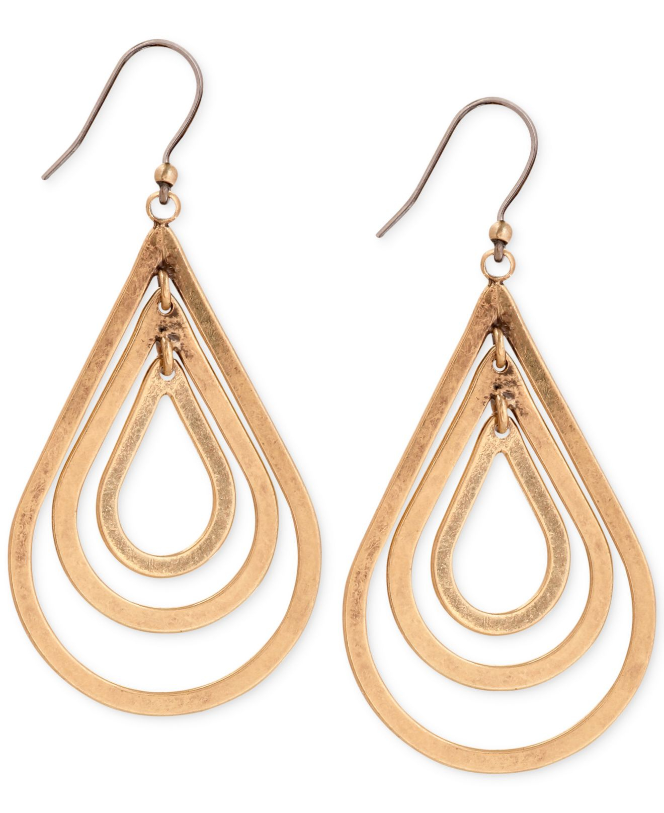 Lyst Lucky Brand Goldtone Orbital Teardrop Earrings in Metallic