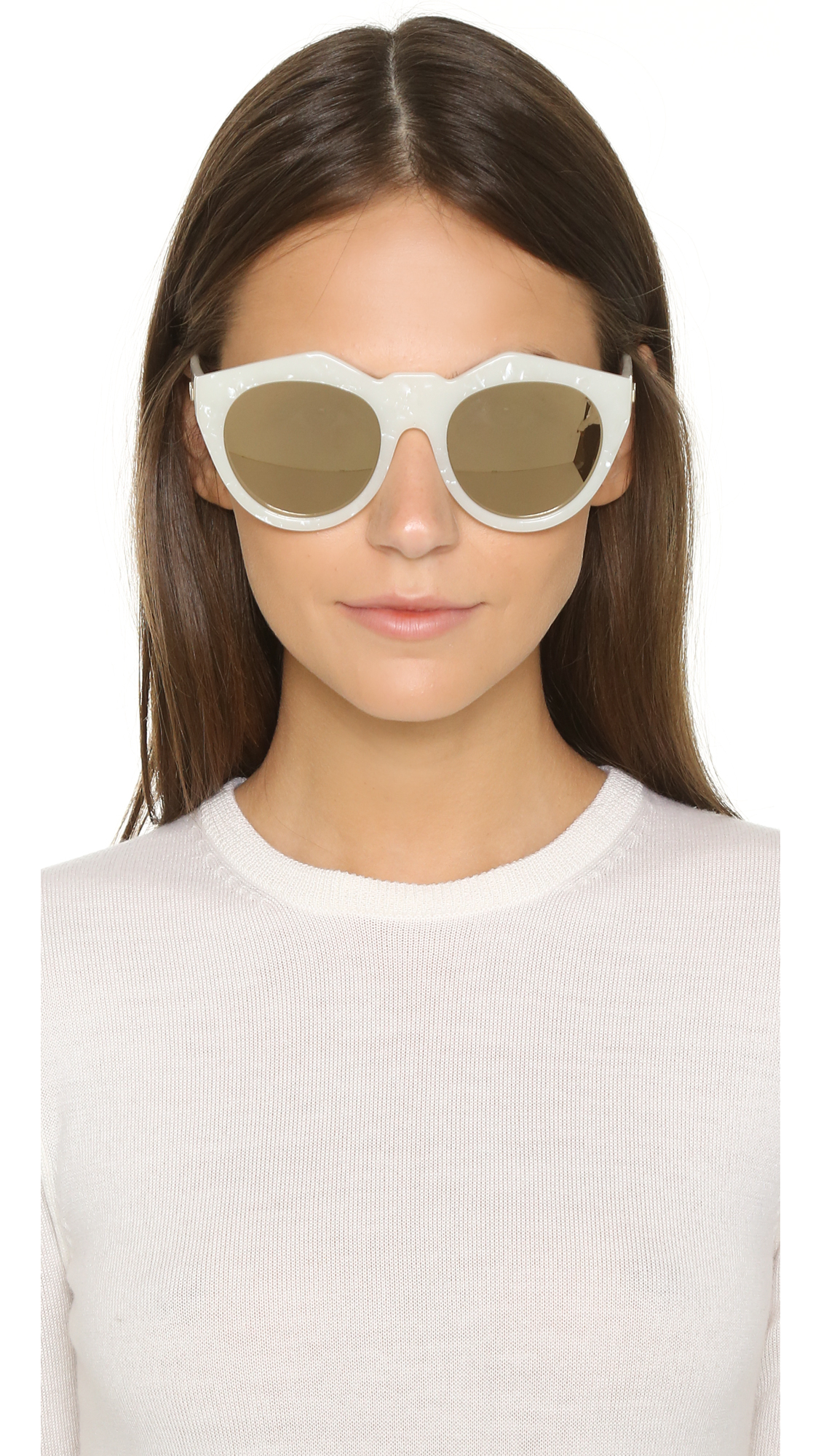 Le Specs Neo Noir Sunglasses White Marble/gold in Metallic Lyst