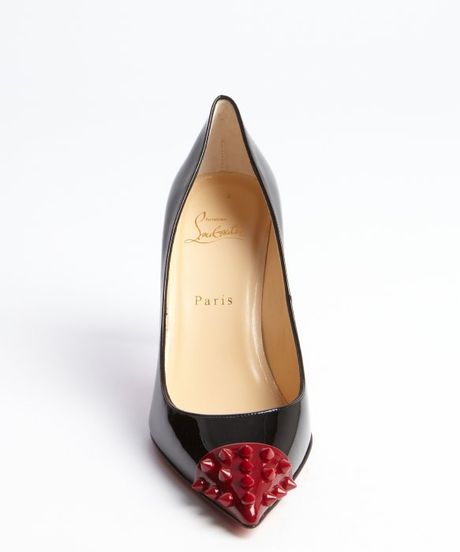 Christian Louboutin Patent Leather Spiked Toe Geo Pointed Toe Pumps in ...
